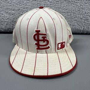 St. Louis Cardnials Hat Cap‎ Fitted Pinstripes White Red 7 3/8 59Fifty New Era